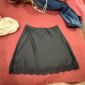Reformation Black Mini Skirt with Lace Trim